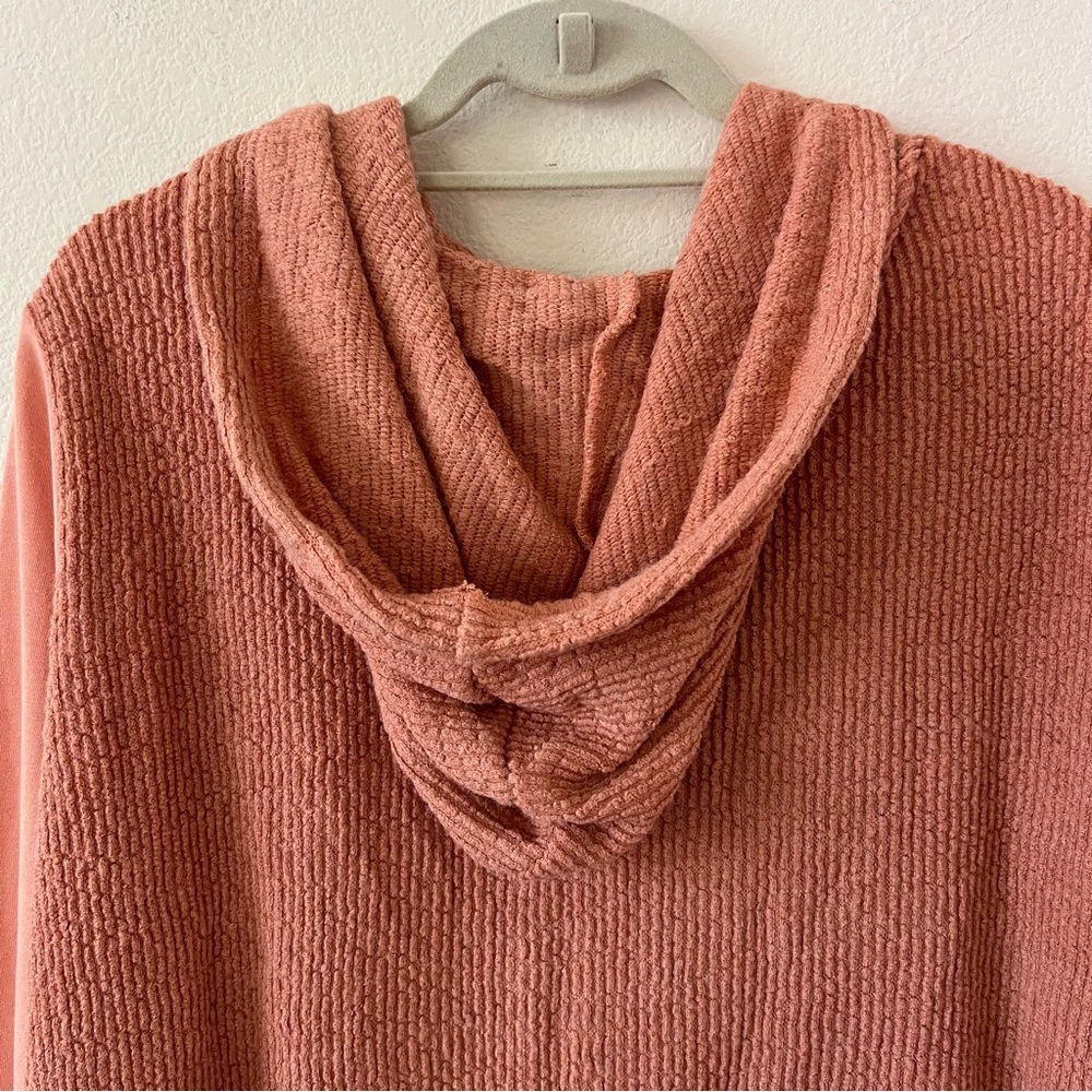 POL NWT Boho Granny Square Crochet Oversized Zip Hoodie L Vintage Wash Peach - Picture 13 of 16